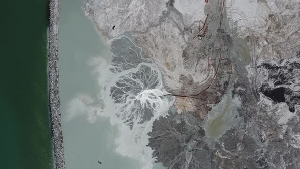 Aerial top down view reclamation activity