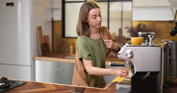 Businesswoman in a Hurry to Work in the Morning