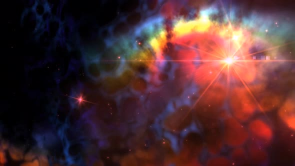 Red Flare On Colorful Galaxy Mist Loop Background