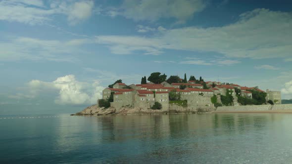 Sveti Stefan Is a Tourist Town By the Sea. Montenegro. Day