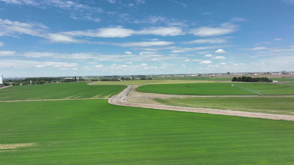 Aerial of wide open farm lands in Eastern Washington.