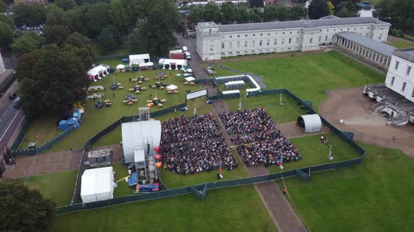 Drone View of a Private Meeting Outside the Queen's Palace in London