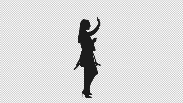 Silhouette Of Graceful Elegant Woman Walking In Heels With Bag alt