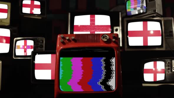 Flag of England and Retro Televisions.