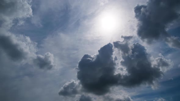 Clouds Move Smoothly in the Blue Sky. Timelapse