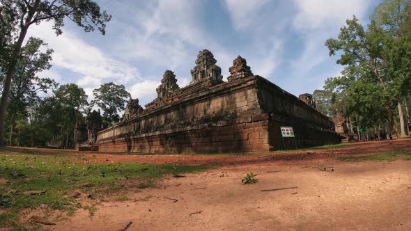 Wide Timelapse of Temple at Angkor Archaeological Park