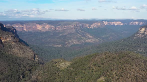 Aerial footage of the Grose Valley in The Blue Mountains in Australia