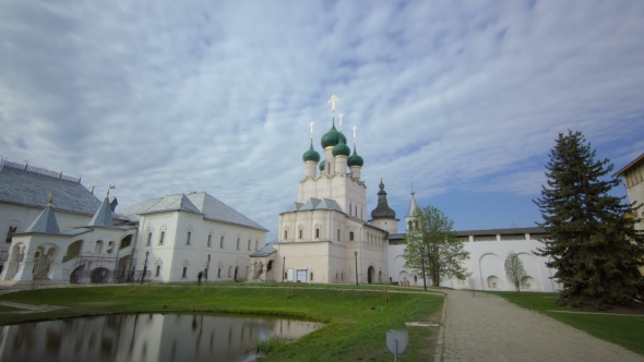 The Church Of Resurrection And Other Churches In Rostov Kremlin  Hyperlapse.