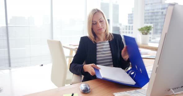 Businesswoman working on computer