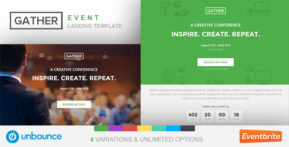 Unbounce Event Landing Page Template - Gather