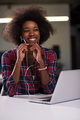 portrait of a young successful African-American woman in modern - PhotoDune Item for Sale