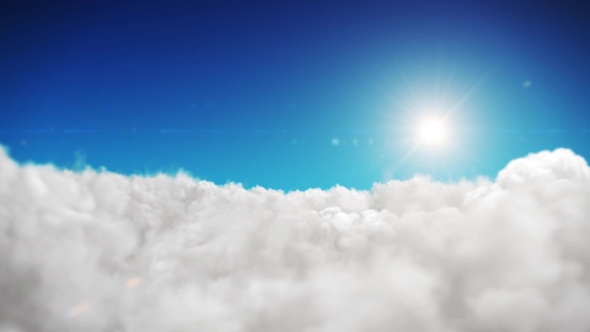 Animation Blue Sky And Sun Background With White Clouds