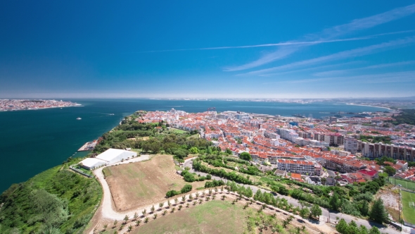 View Of Almada City Near Lisbon - Portugal
