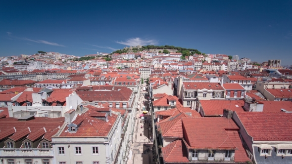 View From The Elevador De Santa Justa To The Old Part Of Lisbon