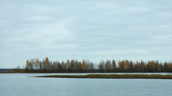 Panorama Of Lake With Autumn Trees