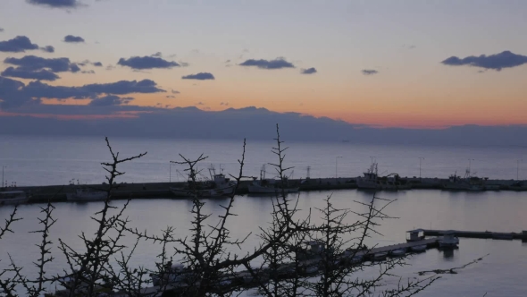 Of Fishing Ships At Anchor In The Evening