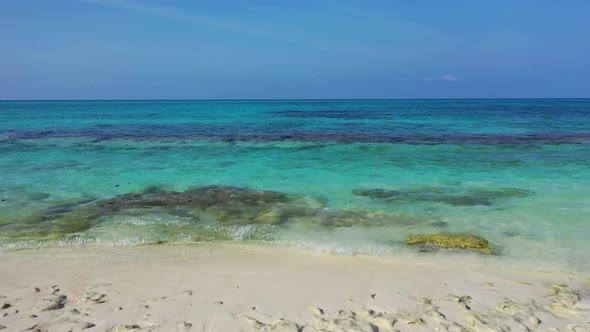 Aerial top down abstract of marine sea view beach break by blue water and clean sandy background of 