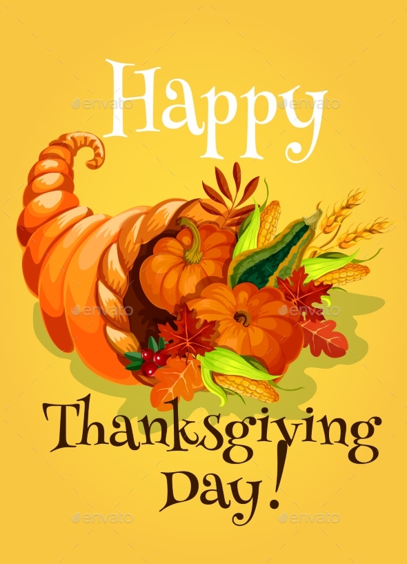Thanksgiving Day Cornucopia Greeting Card