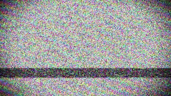 A Flickering, Analog TV Signal With Bad Interference, Static, And Color Bars.