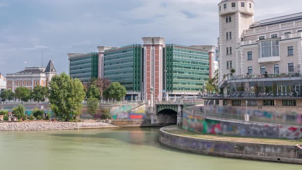 Urania and Danube Canal Timelapse in Vienna