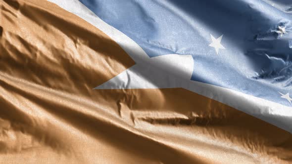 Tierra Del Fuego Province Argentina textile flag waving on the wind. Slow motion. 20 seconds loop.