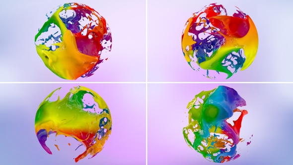 Multicolored Paint Sphere Splash