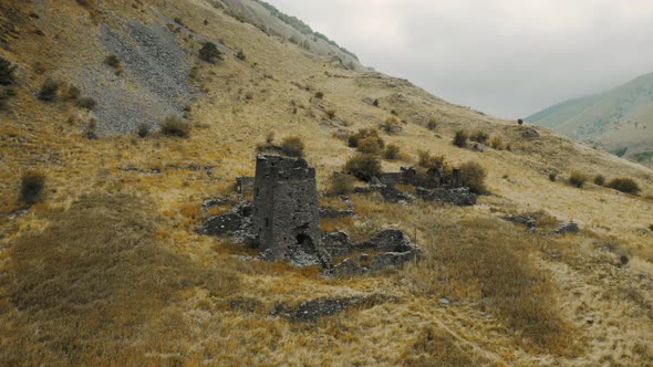 Ruins of old castle in mountains