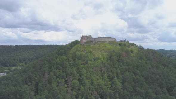 Aerial view of ruins on a hilltop alt