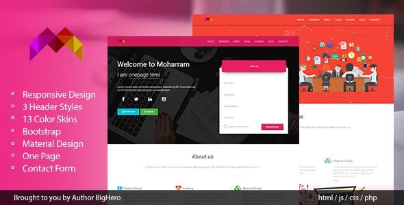 Moharram - Material Design Startup Landing Template