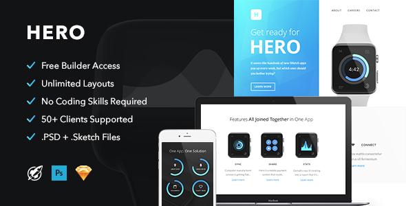 Hero - Responsive Email + Themebuilder Access