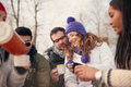 Group of friends enjoying in the snow in winter - PhotoDune Item for Sale