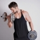 Strong Topless Man Doing Exercise With Dumbbells - VideoHive Item for Sale