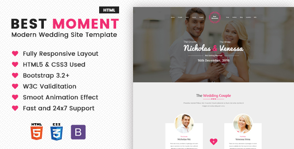 Best Moments - Mordern Wedding Site Template