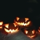 Halloween Pumpkins In The Winter Snowy Night With Overflying Ghost - VideoHive Item for Sale