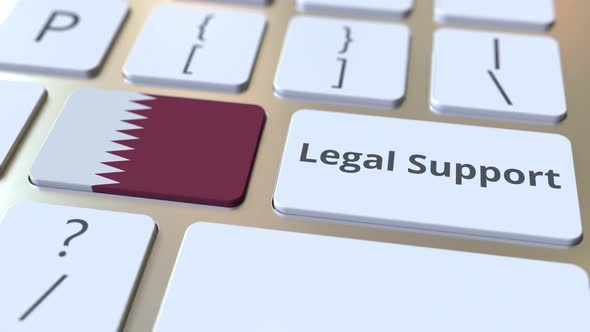 Legal Support Text and Flag of Qatar on the Computer Keyboard