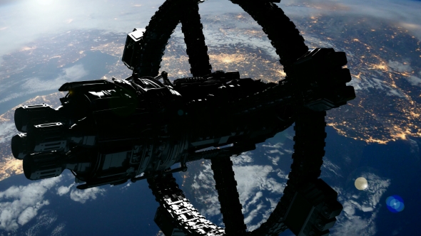 Space Station Orbiting Earth alt