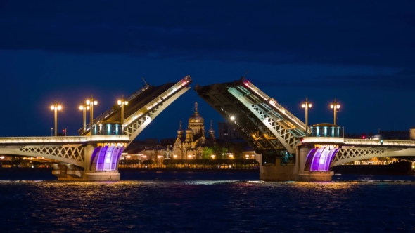 Palace Bridge Drawing In Saint Petersburg