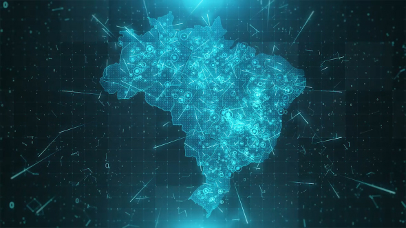 Brazil Map Background Cities Connections