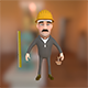 Worker with ruler cartoon character - 3DOcean Item for Sale