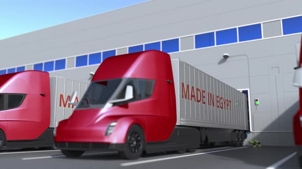 Modern Semitrailer Trucks with MADE IN EGYPT Text