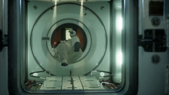 Astronaut Inside the Orbital Space Station alt