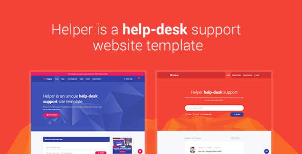 Helper - Material Design Help Desk, Support, Forum, Knowledge-Base Responsive Site Template