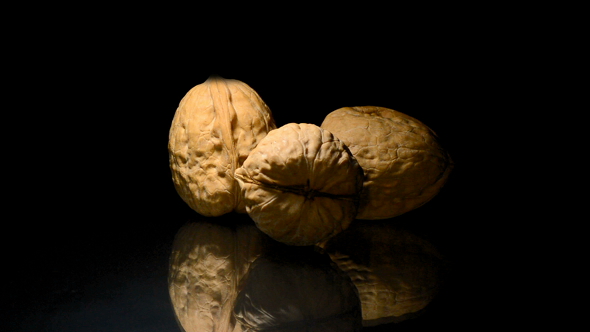 Walnuts Nut on Black Background