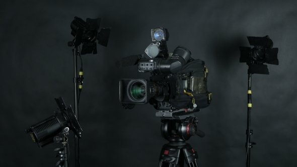Television Studio Camera. Broadcasting Professional Camcoder.