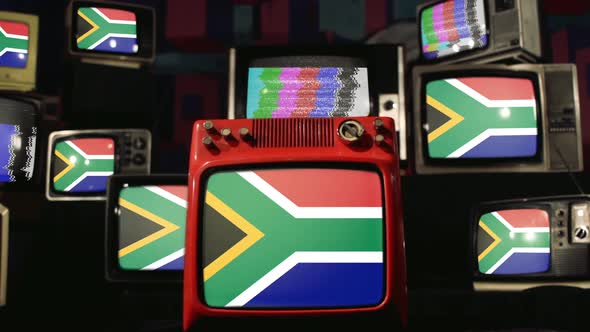 South African flags and Retro Televisions.