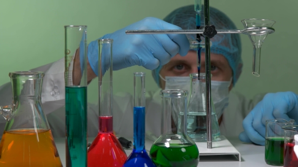 Technician In The Laboratory With Test Tubes