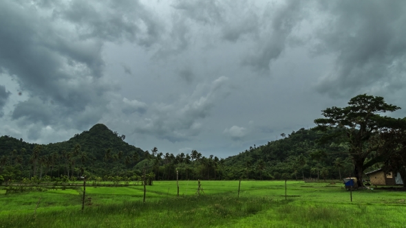 Cloudy In Tropical Jungle Mountain Of Palawan Island