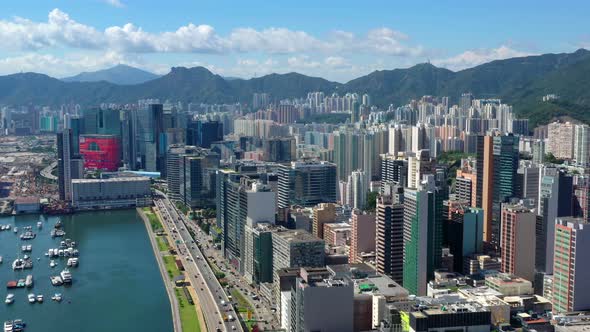 Top view of Hong Kong city