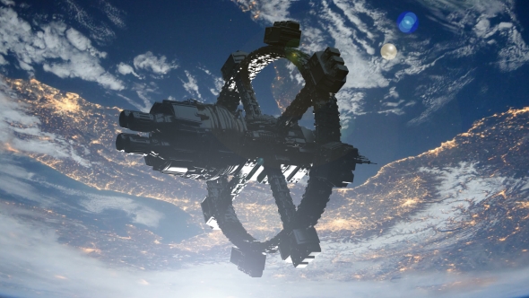 Space Station Orbiting Earth alt