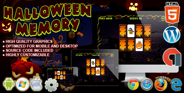 Pamięć Halloween - gra HTML5 Construct